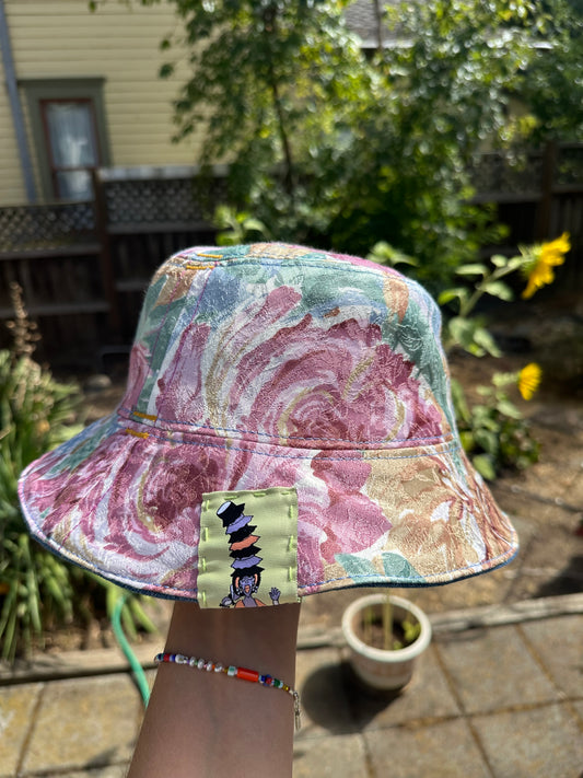 Pond Daydream Bucket Hat | Vintage Reversible Handmade - 23” Larger