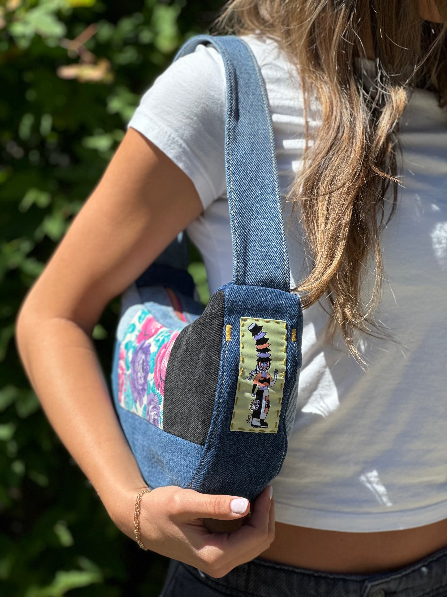 Rosie Jean Wilder | Upcycled Denim Patchwork Shoulder Bag – Handmade One of One Purse no