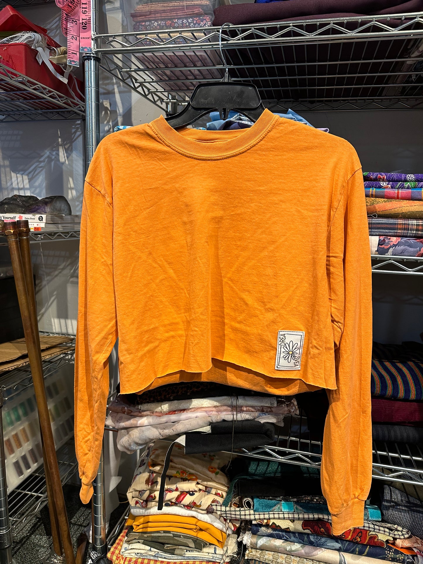 OOAK ~ Small cropped Orange Long Sleeve