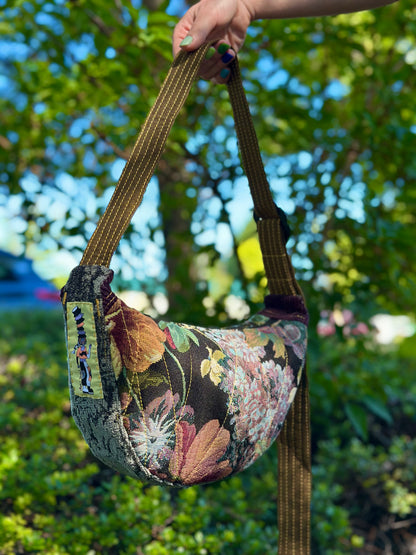 Dahlia Mae Blackwood | Upcycled Crescent Crossbody Bag 🖤