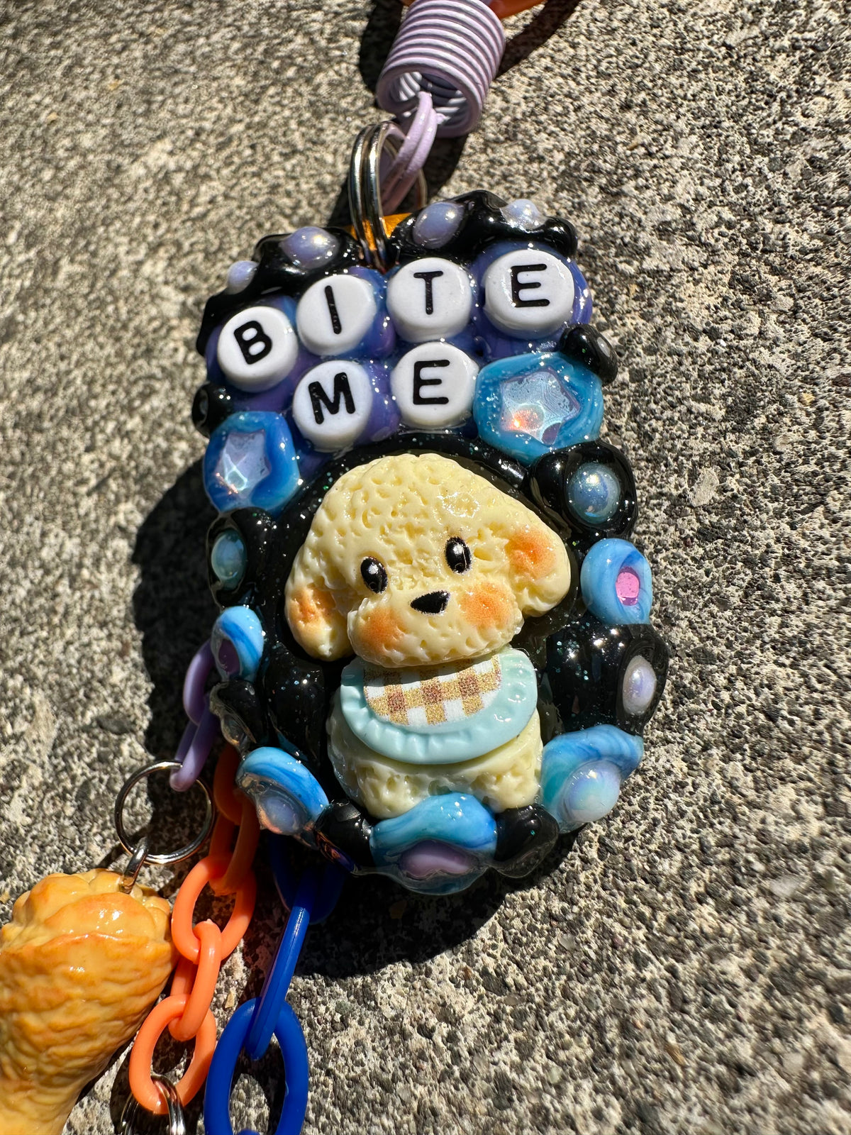 Handmade one-of-a-kind Miso from Planet BARK Pocket Pal bag charm by Drea Svea