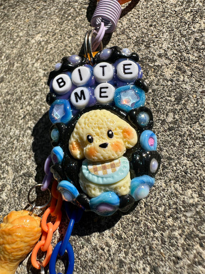 Handmade one-of-a-kind Miso from Planet BARK Pocket Pal bag charm by Drea Svea