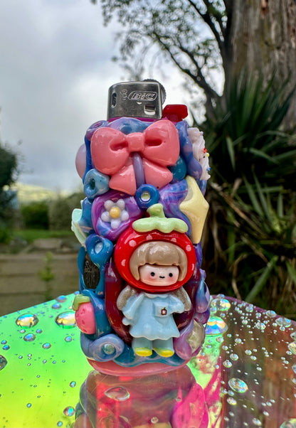 Juicy OOZE Pal –  Strawberry Twins ✧ pink & strawberry milk  ✧ Mini Reusable  Bic Lighter Case