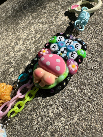 Handmade one-of-a-kind Peachi from Planet MYCO Pocket Pal bag charm by Drea Svea