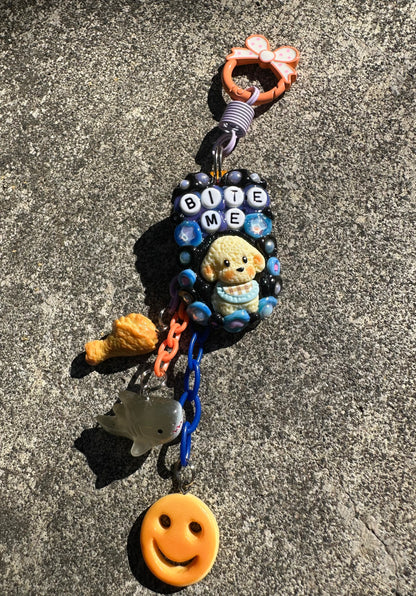 Handmade one-of-a-kind Miso from Planet BARK Pocket Pal bag charm by Drea Svea