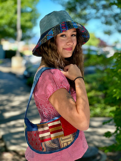 Dream Quest Big Brim Hat | Reversible Handmade Wearable Art - 21” Small