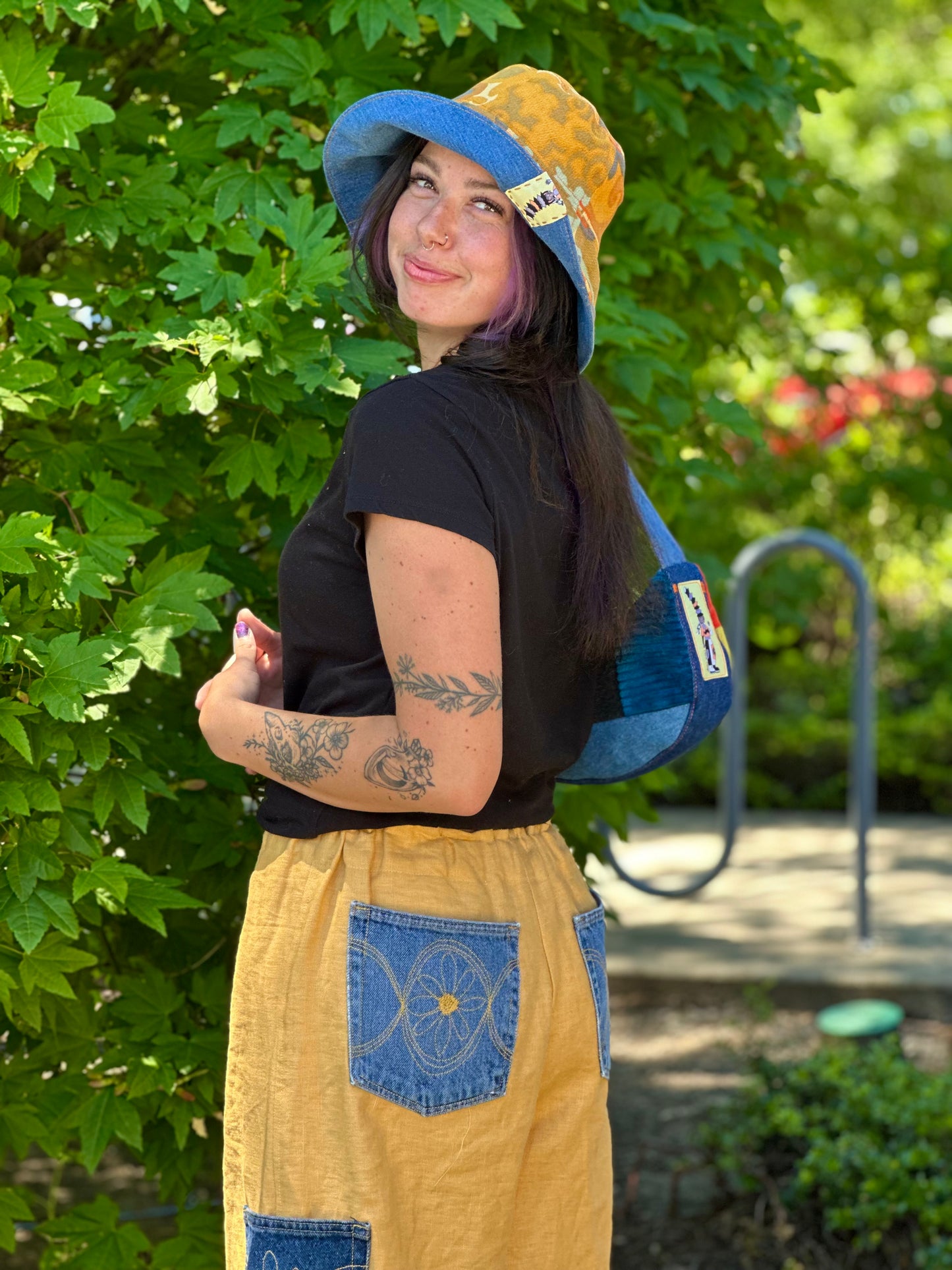 Golden Hour Wanderer Big Brim Hat | Reversible Handmade - 21” Small