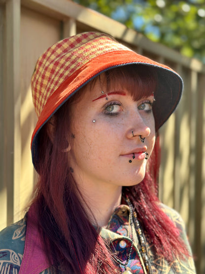 Clementine Scout Bucket Hat | Reversible Handmade ~ 22” Medium 🍊
