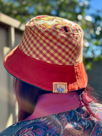 Clementine Scout Bucket Hat | Reversible Handmade ~ 22” Medium 🍊