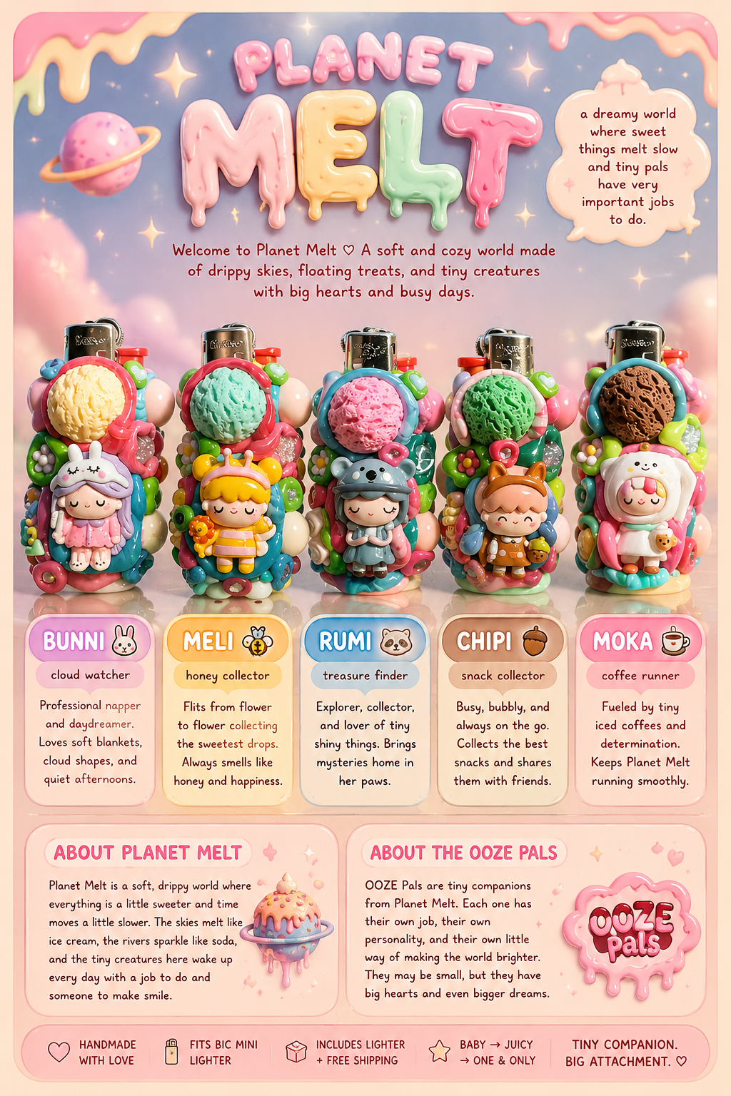 Baby OOZE Pal – planet MELT ✧ Mini Bic Lighter Case || Surprise Collectible