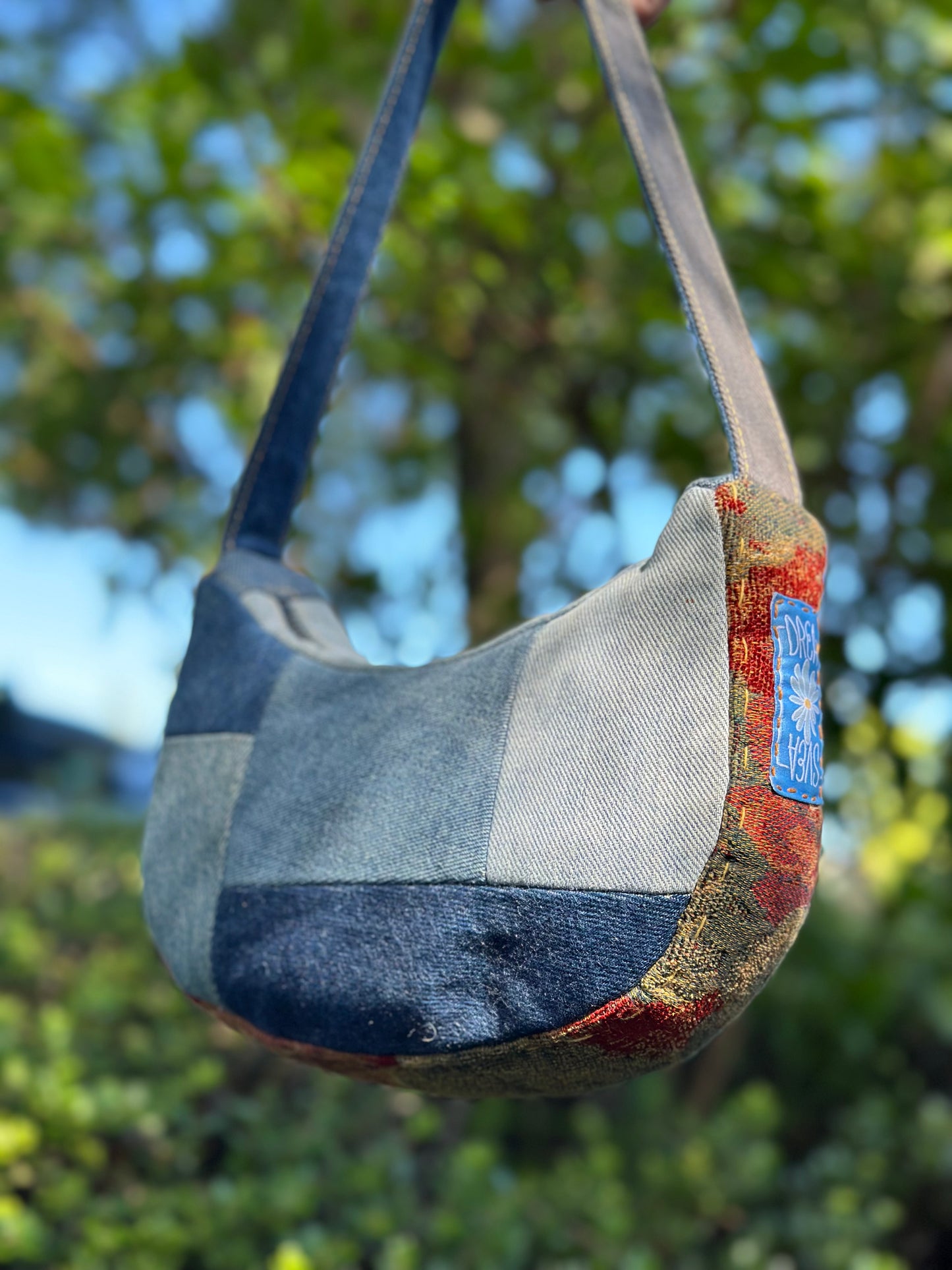 Stevie Blue Lane | Upcycled Floral Denim Shoulder Bag 🎴