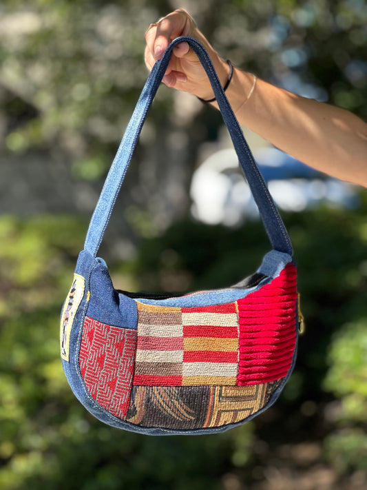 Winnie Westwood | Upcycled Denim & Tapestry Shoulder Bag ❤️‍🔥