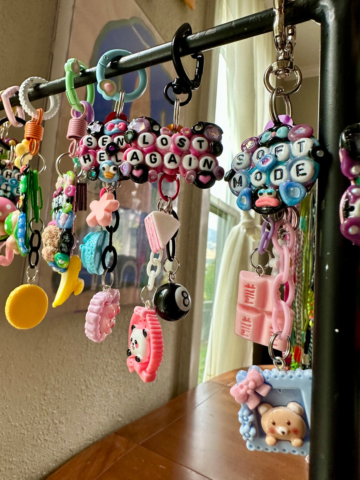 Handmade one-of-a-kind Lost Again Pocket Pal bag charm by Drea Svea