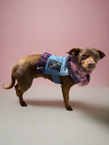 Ruffled Reversible Dog Crop Top w/Swag Collar ~ Xsmall