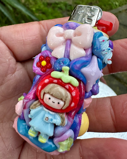 Juicy OOZE Pal –  Strawberry Twins ✧ pink & strawberry milk  ✧ Mini Reusable  Bic Lighter Case