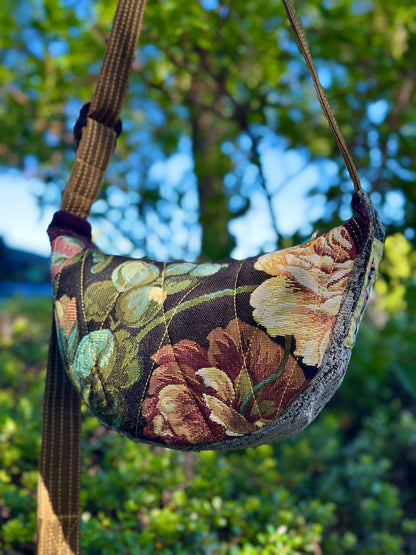 Dahlia Mae Blackwood | Upcycled Crescent Crossbody Bag 🖤
