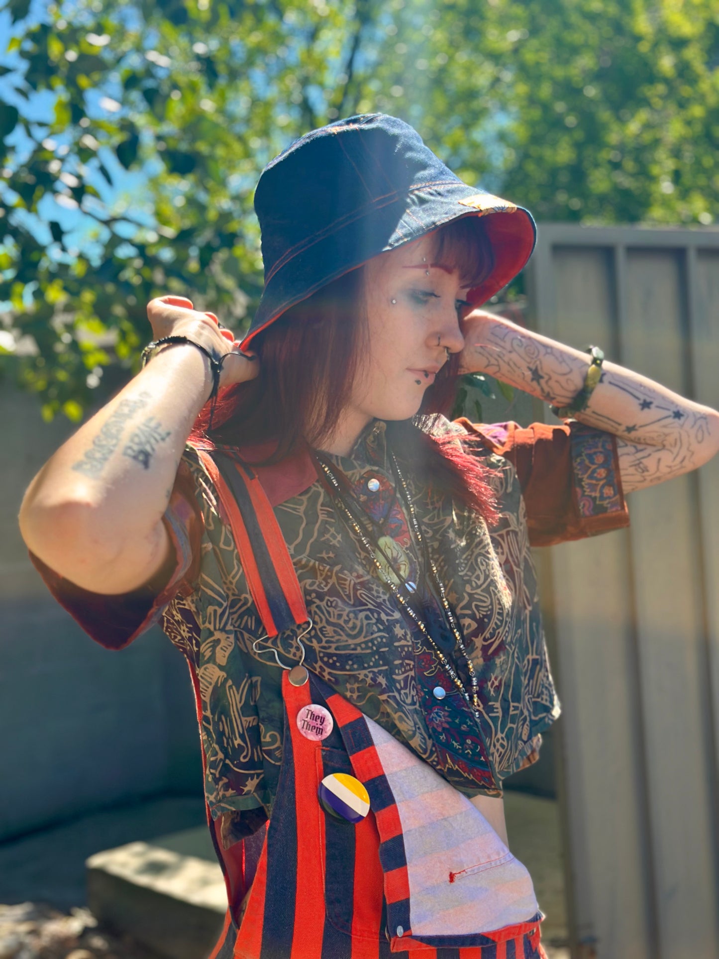 Clementine Scout Bucket Hat | Reversible Handmade ~ 22” Medium 🍊