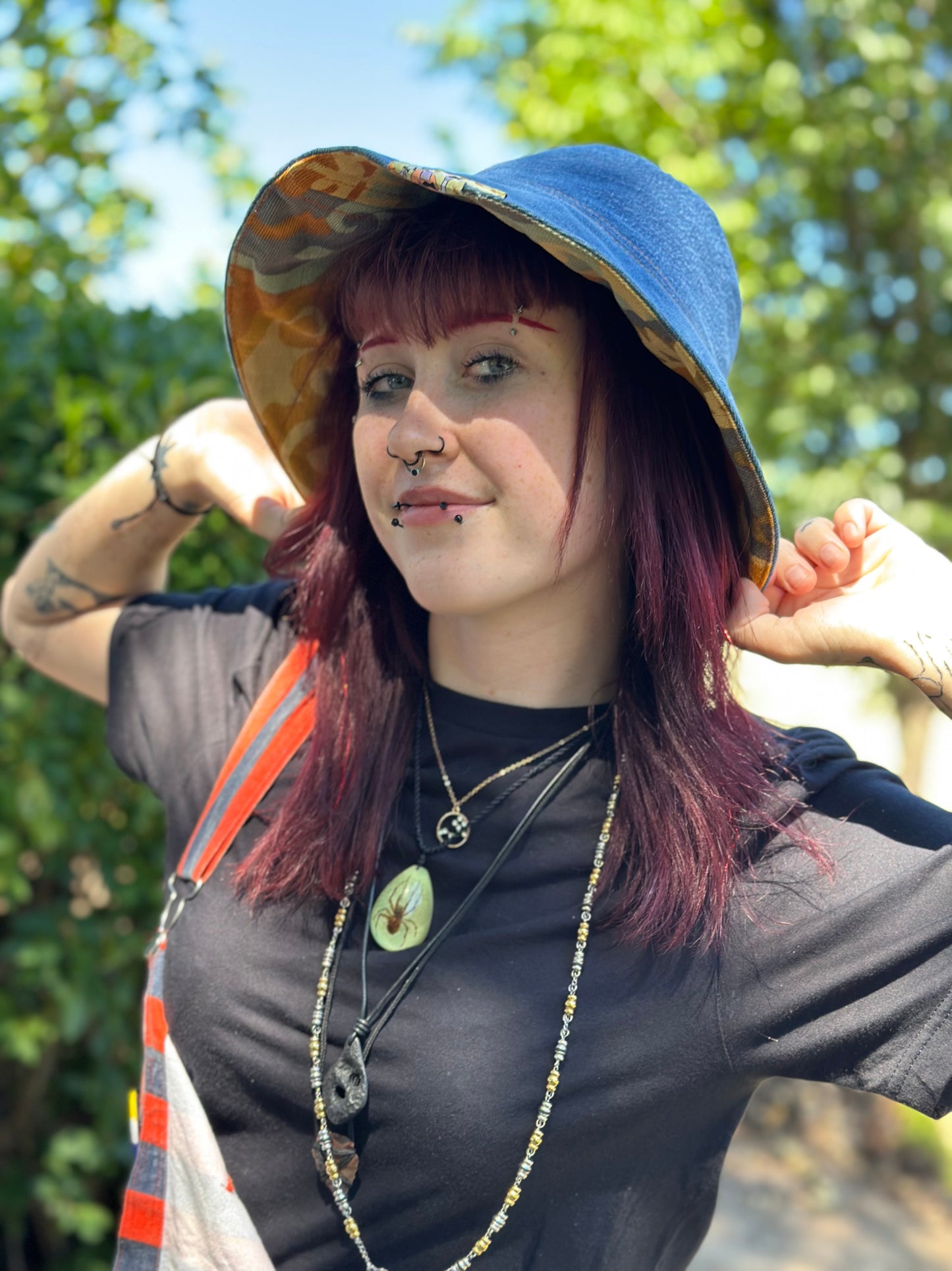 Golden Hour Wanderer Big Brim Hat | Reversible Handmade - 21” Small