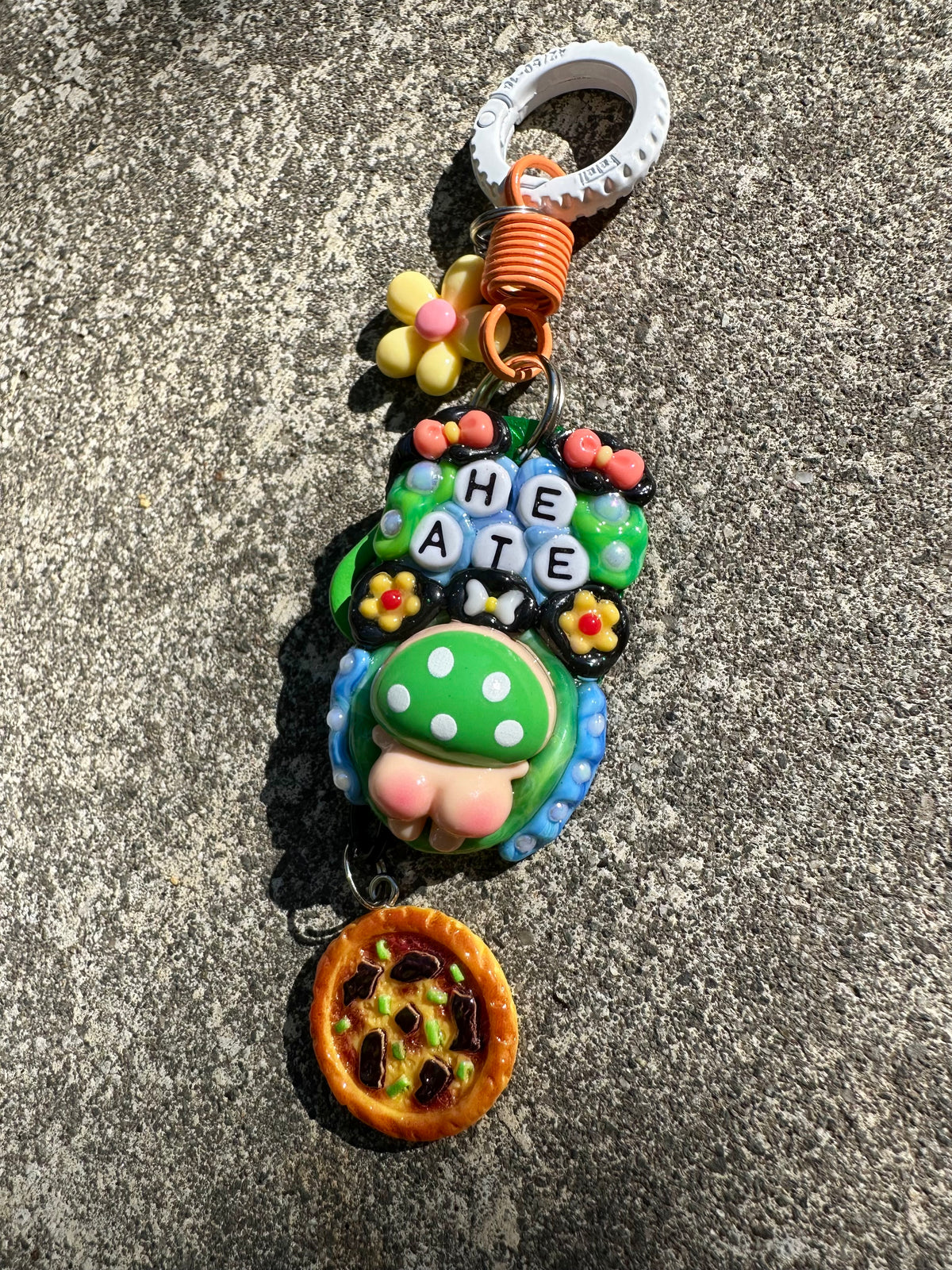 Handmade one-of-a-kind Peachi from Planet MYCO Pocket Pal bag charm by Drea Svea