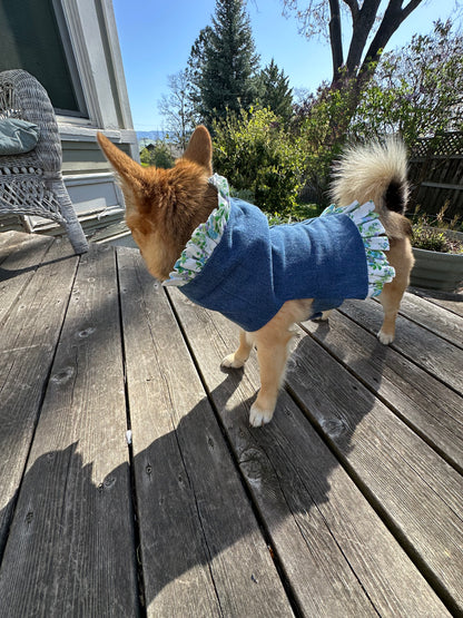 Ruffled Reversible Dog Crop Top w/Swag Collar ~ Small