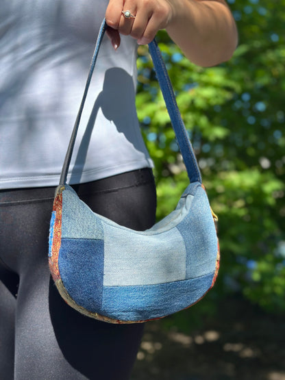 Stevie Blue Lane | Upcycled Floral Denim Shoulder Bag 🎴