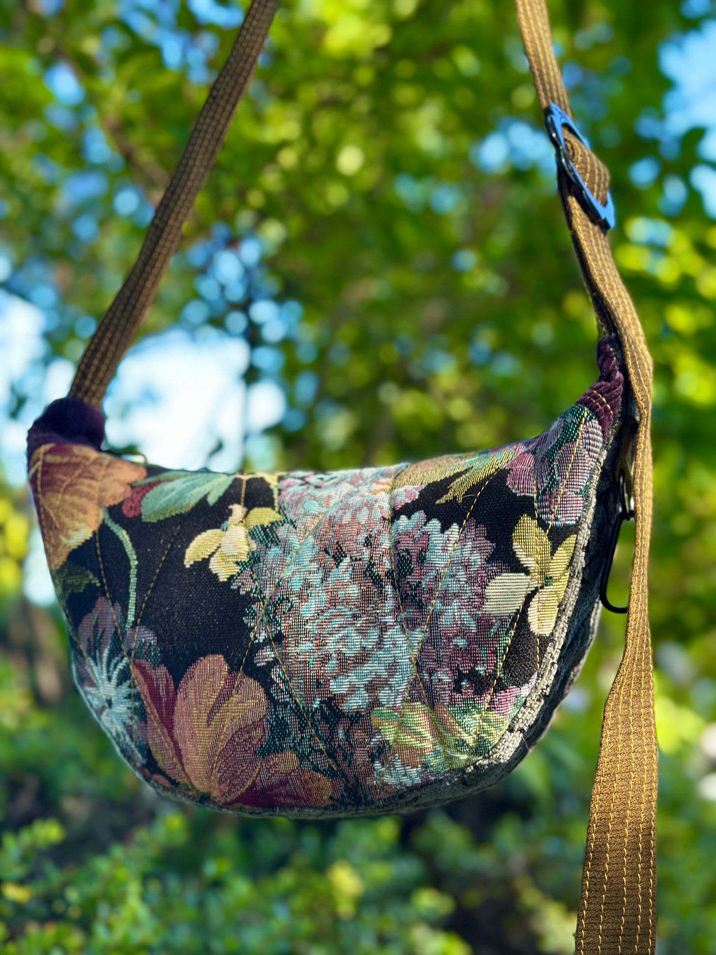Dahlia Mae Blackwood | Upcycled Crescent Crossbody Bag 🖤