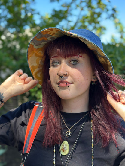 Golden Hour Wanderer Big Brim Hat | Reversible Handmade - 21” Small