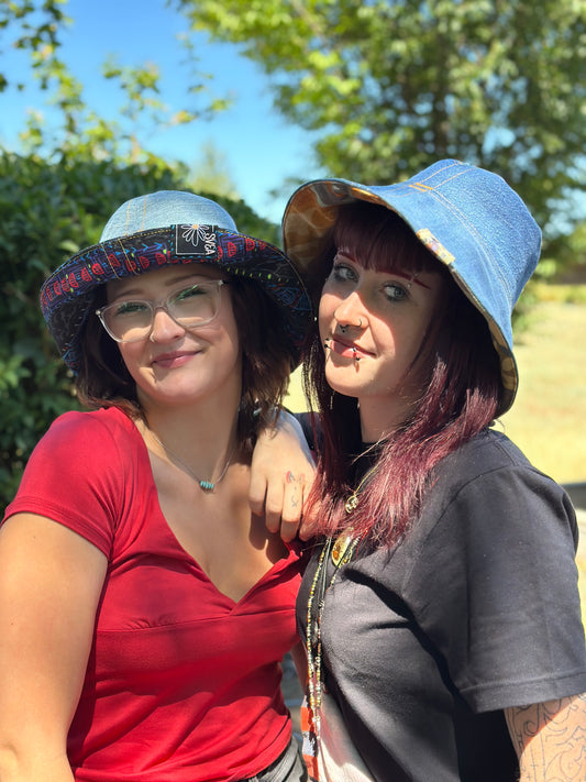 Dream Quest Big Brim Hat | Reversible Handmade Wearable Art - 21” Small
