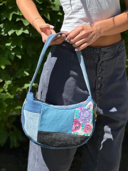 Rosie Jean Wilder | Upcycled Denim Patchwork Shoulder Bag – Handmade One of One Purse no