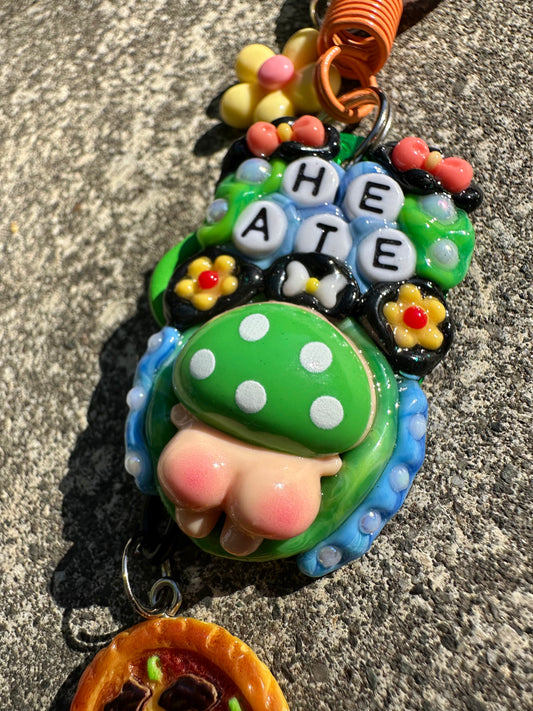 Handmade one-of-a-kind Peachi from Planet MYCO Pocket Pal bag charm by Drea Svea