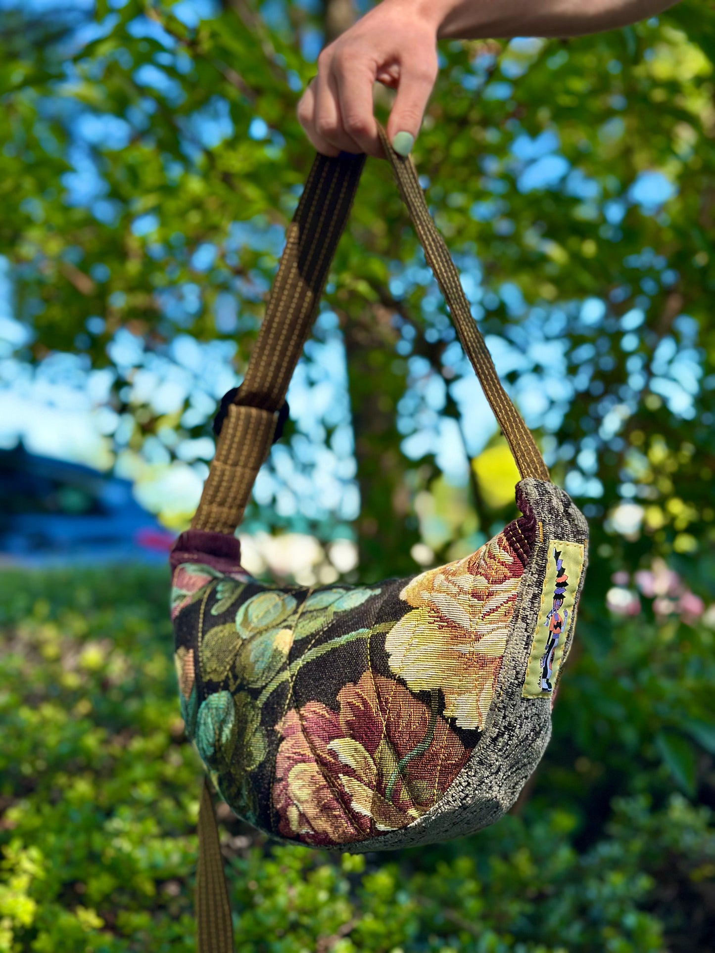 Dahlia Mae Blackwood | Upcycled Crescent Crossbody Bag 🖤