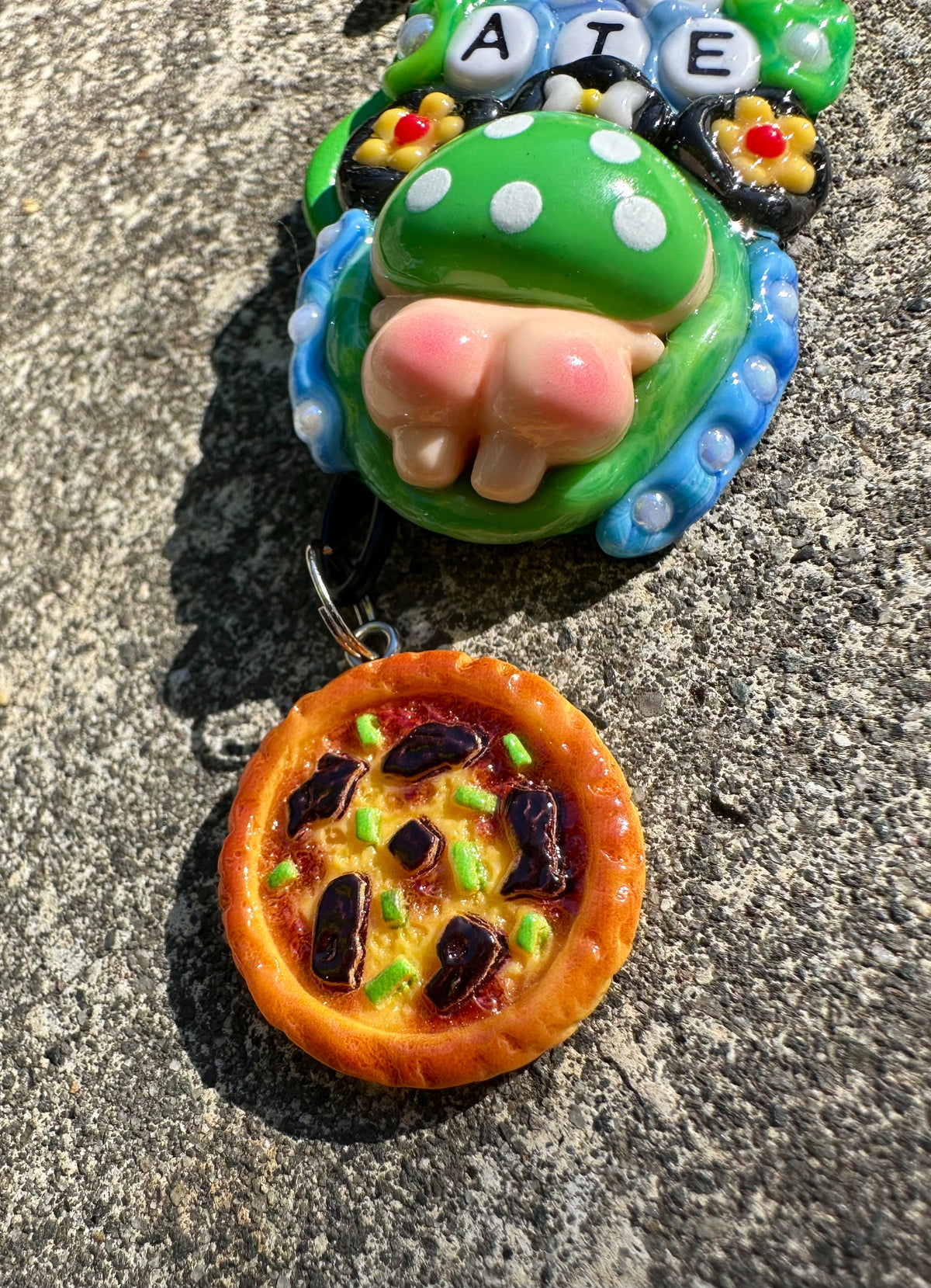 Handmade one-of-a-kind Peachi from Planet MYCO Pocket Pal bag charm by Drea Svea