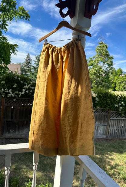 Daisy Jean Wilder | Handmade Linen Pants – Embroidered Denim Pocket Wearable Art 🌼 Medium