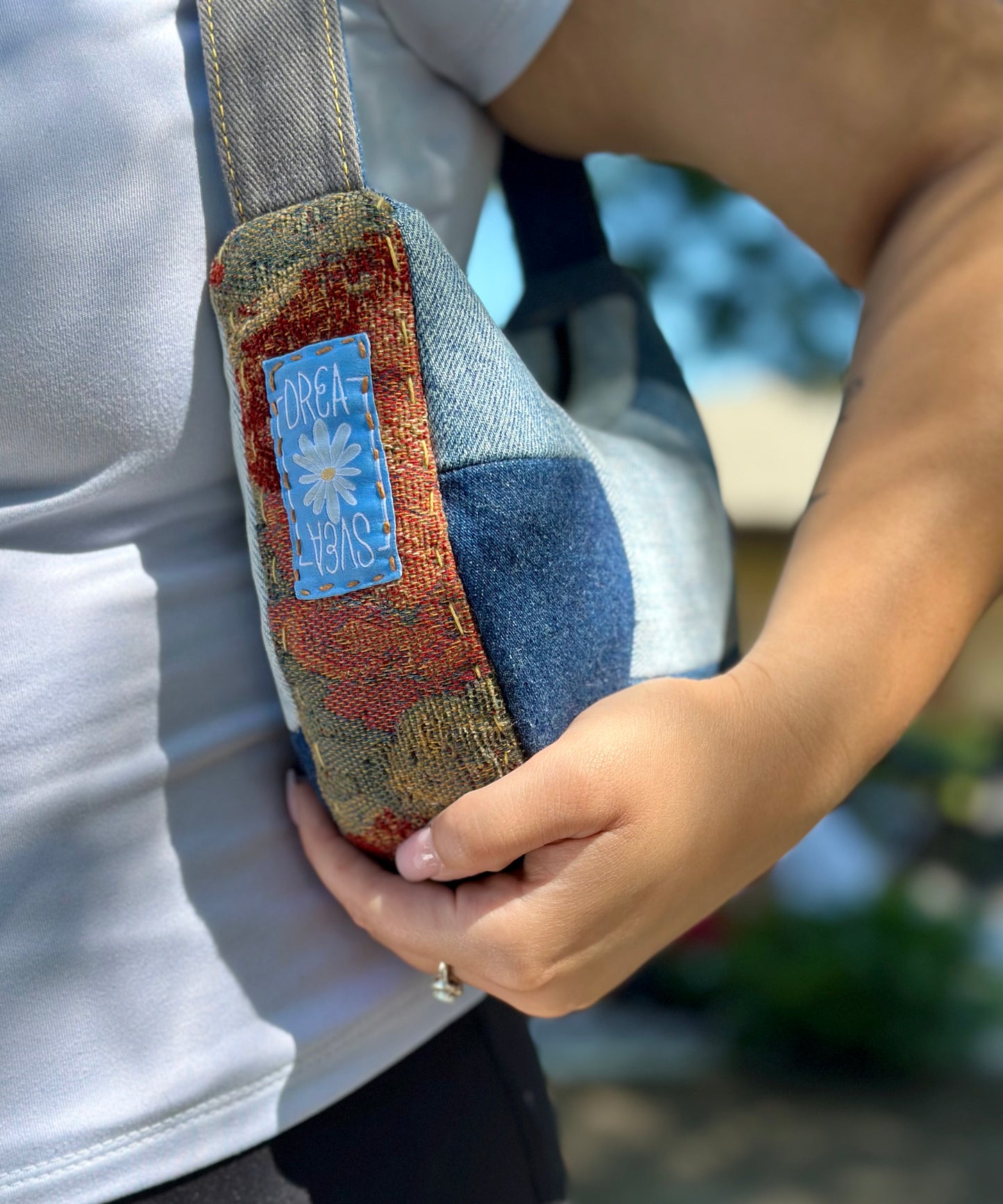 Stevie Blue Lane | Upcycled Floral Denim Shoulder Bag 🎴