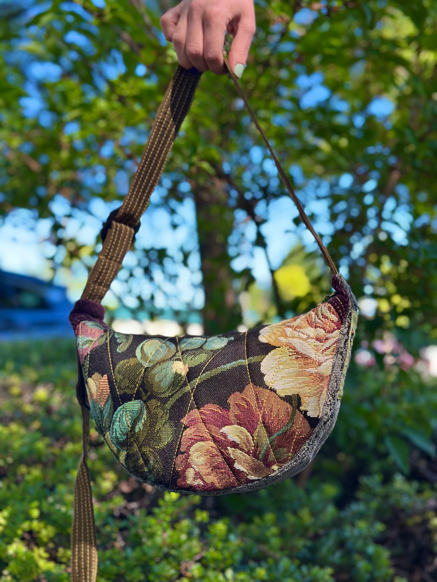 Dahlia Mae Blackwood | Upcycled Crescent Crossbody Bag 🖤