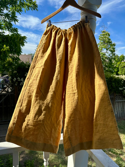 Daisy Jean Wilder | Handmade Linen Pants – Embroidered Denim Pocket Wearable Art 🌼 Medium
