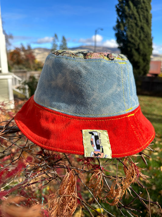 Orchard Daydream Bucket Hat | Reversible Handmade ~ 22” Medium