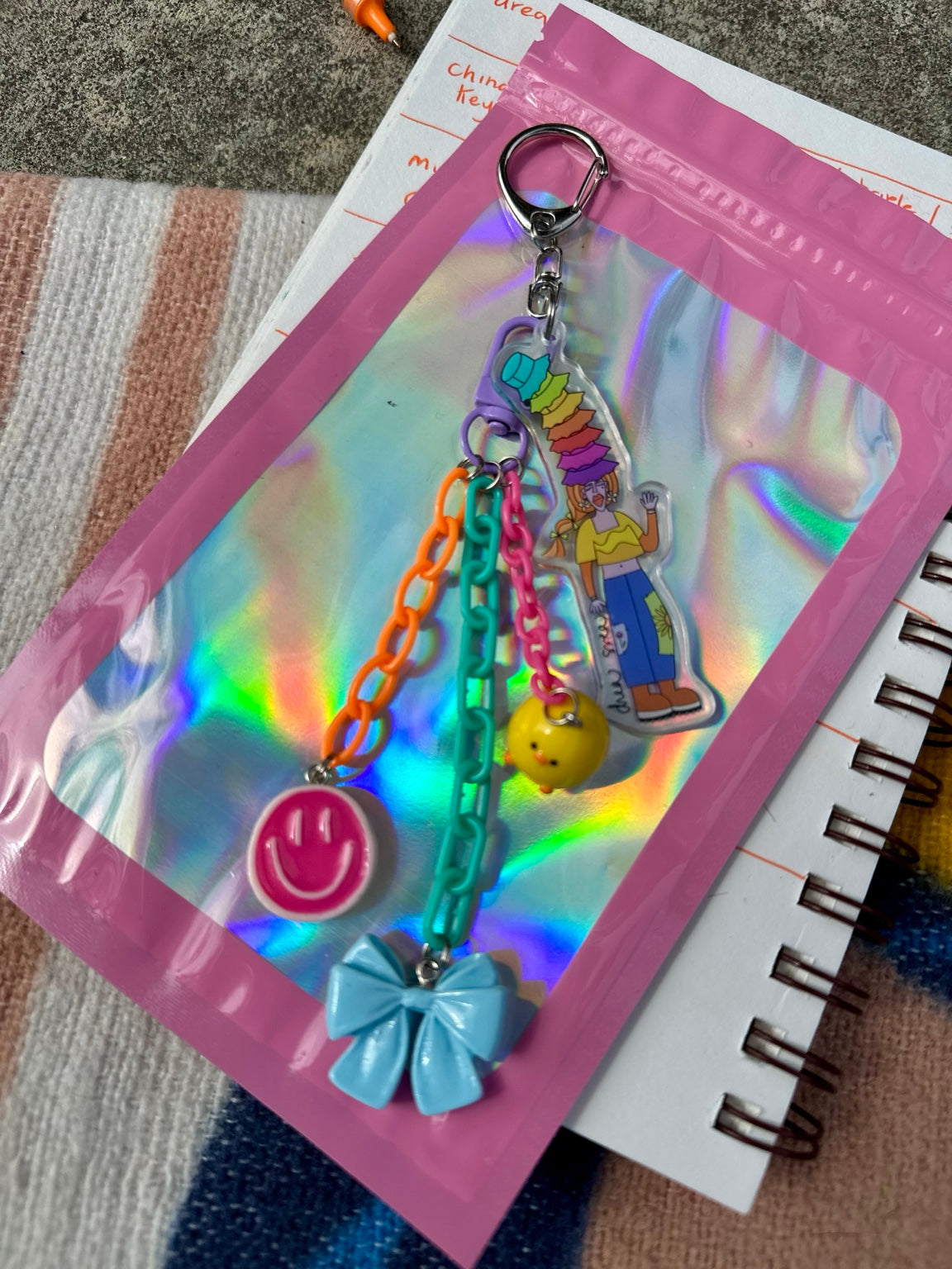 Hat Girl Pocket Pal with original Drea Svea hand-drawn acrylic character charm