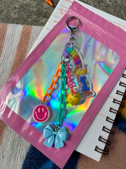 Hat Girl Pocket Pal with original Drea Svea hand-drawn acrylic character charm