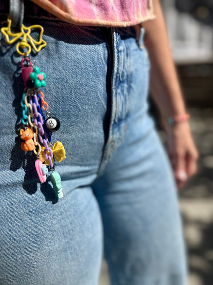 Lucky Girl Pocket Pal side view worn on jeans