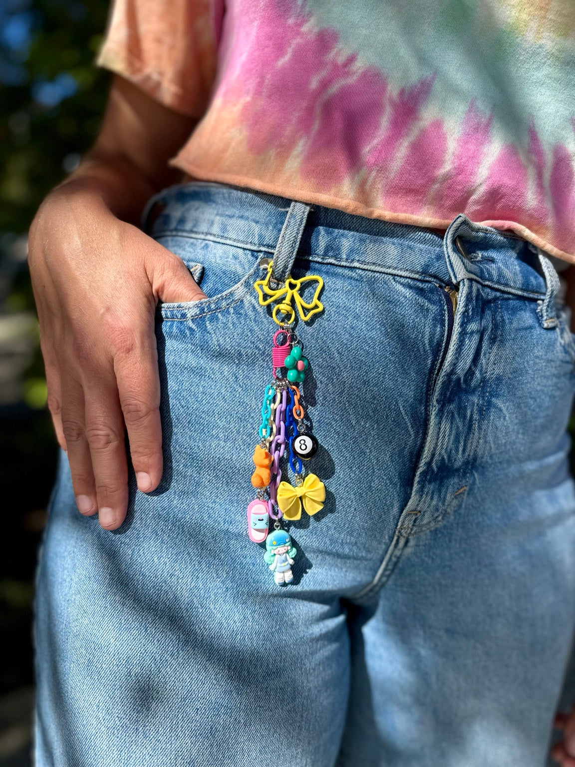 Lucky Girl Pocket Pal worn on belt loop close-up