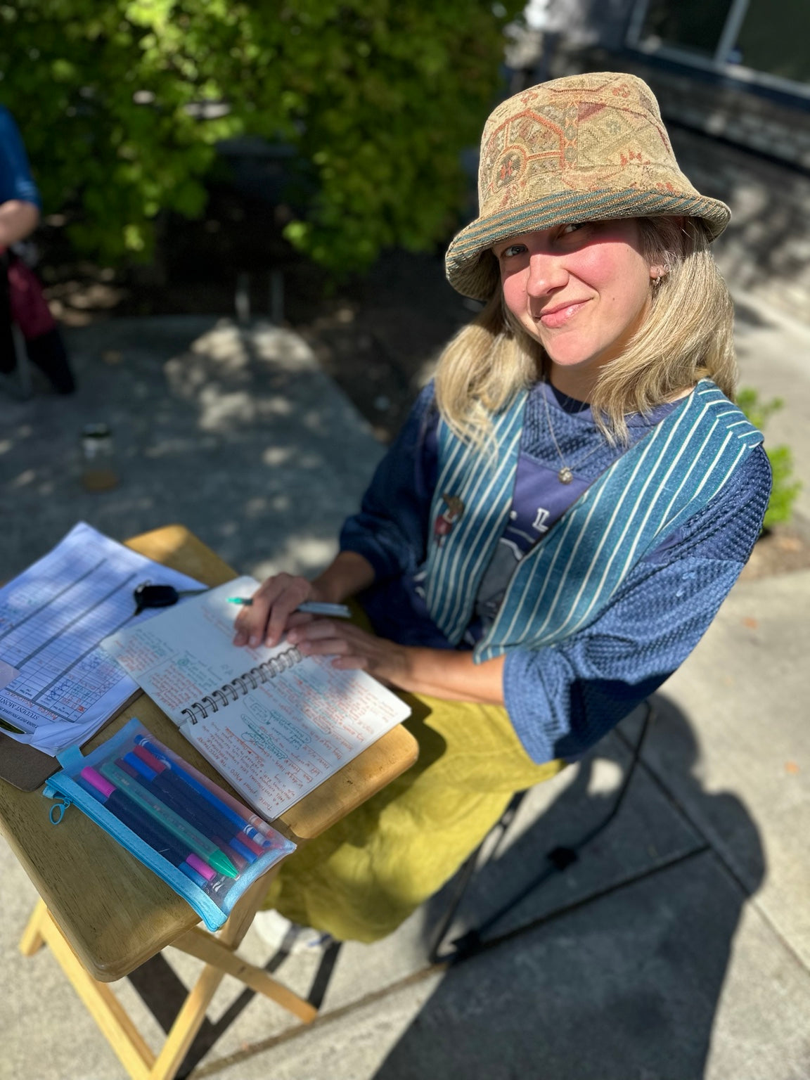 Drea Svea developing the GiGi character outside in Ashland, Oregon