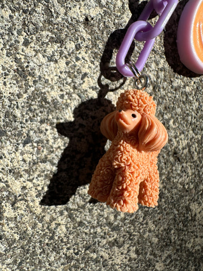 Just Happy Pocket Pal peach poodle charm detail